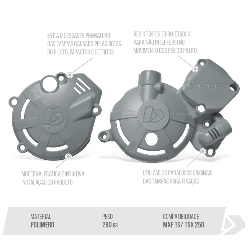 PROTETOR DAS TAMPAS DO MOTOR MXF 250 TSX ate 2025 PRETO - BIKER